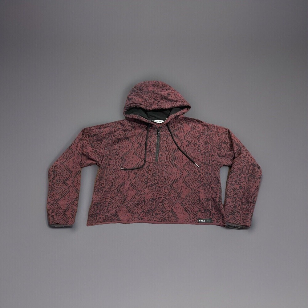 DKNY Cropped Purple Hooded Sweater Medium